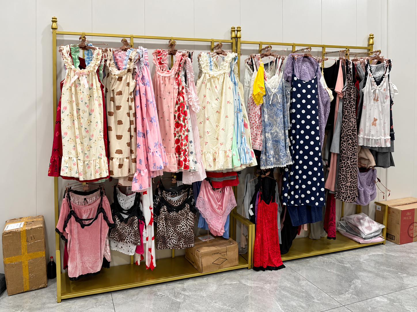 Sample showroom with sleepwear designs